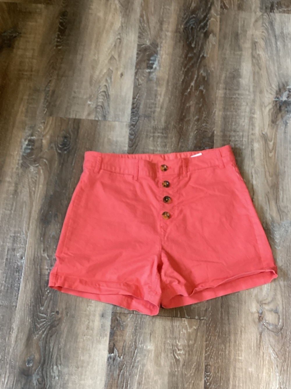 Old Navy Coral High-Rise Button-Front Shorts